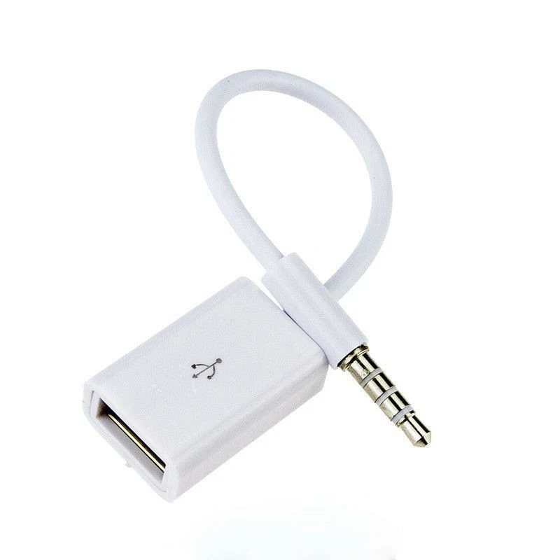 Cable adaptador convertidor USB 2.0 A hembra conector de audio auxiliar macho blanco de 3,5 mm Foto 2 de 4