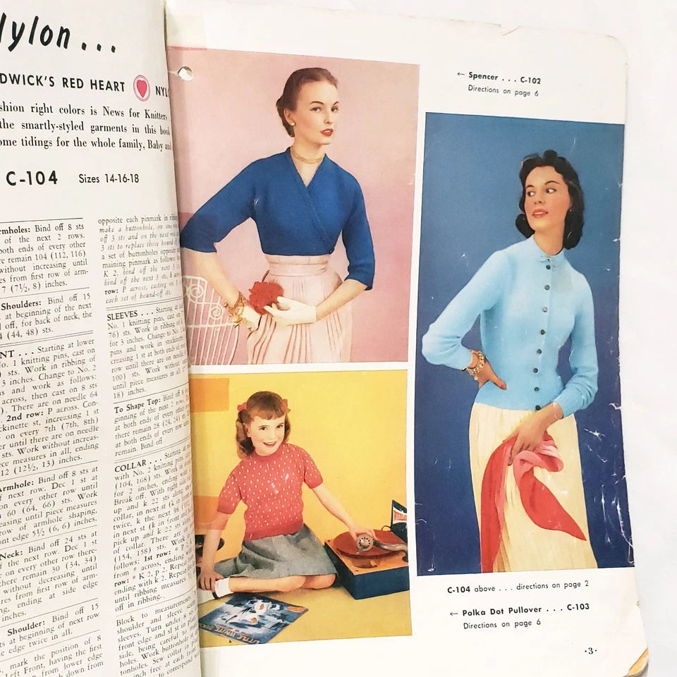 Chadwick's Knitting Pattern Booklet Nylon No 286  50s 1952 Sweater Socks Baby - Image 3 of 4