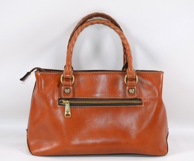 Patricia Nash Heritage Angela Double-compartment Brown Leather Satchel Purse