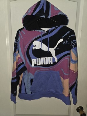 Puma 533359-03 Marbled Aop  Hoodie Womens   Casual    - Blue - Size Medium