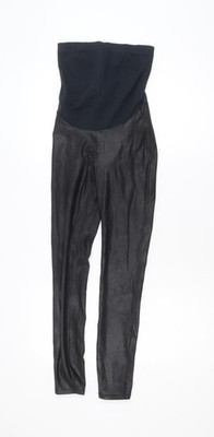 Spanx Damen schwarze Kunstleder Knöchel Leggings Größe S hoher Bund