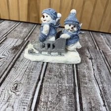 Snowman Figure LOT Christmas Tea Lamp Statues Figures Sled Winter Holiday Decor