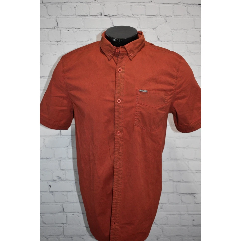 Camisa Buffalo David Bitton Para Hombre Talla Grande Aspecto Envejecido Quemado Naranja Rojo NUEVA Foto 2 de 4