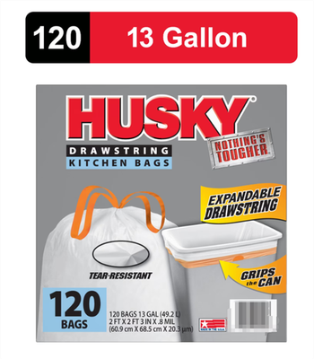 #ad #ad Husky 13 Gallon Tall Kitchen Drawstring Bags 120 Bags $13.64