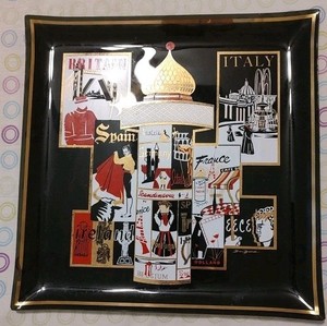 MCM Vintage Bar Ware Black Glass Dan Baird Platter 1960’s Travel