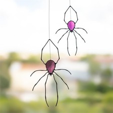 Stained Glass Spider Sun Catcher Halloween Window Hanging Handmade Gift