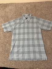 BURBERRY GOLF Size Large Mens Polo Shirt Cotton Short Sleeve Nova Check Plaid