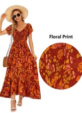 ZESICA Boho Floral Print Ruffle Dress Size Medium