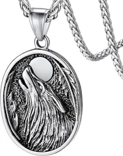 "Nordic Viking Jewelry Men, Stainless Steel Vikings Stuff Wolf Compass Pendant..