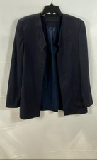 Blazer donna Jenni Kayne blu navy lana seta senza colletto aperto davanti XS