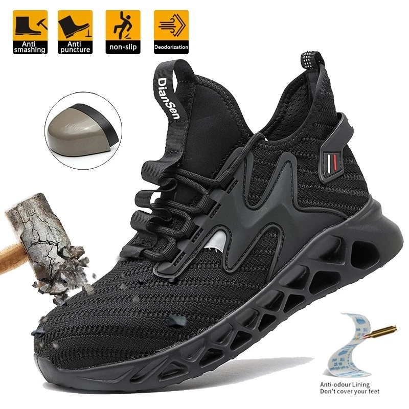 Indestructible Steel Toe Work Shoes Men Breathable Safety Boots Industrial Sneak