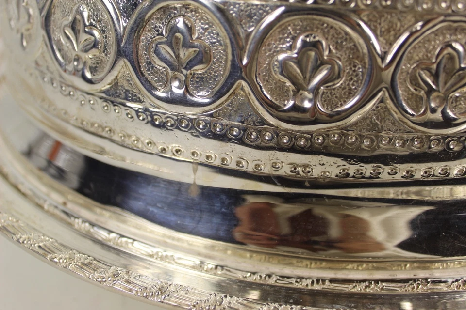 Plato de carne antiguo grande de plata con mango de ciervo cúpula 19" L, 15" de alto Foto 3 de 4