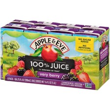 Apple Eve 100 Juice Very Berry, No Sugar Added, 6.75 Fl Oz, Pack of 8