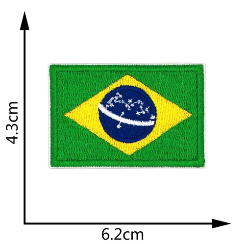 Brazil Flag Patch - Iron On Badge Embroidered Motif - Brazilian World
