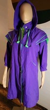 Vtg Rothschild Hooded Rain Jacket Girls 8 Purple And Neon Button Front 90s