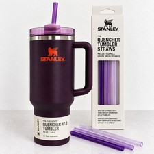 Stanley Quencher H2.0 Tumbler 40oz Purple Stainless Steel Extra Straws NWT