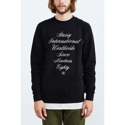 Stussy Script Int Embroidered Crew Neck Black Sweatshirt XL | eBay