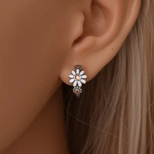 PANDACH 925 Sterling Silver Minimalist Daisy Hoop Earrings Women Jewelry Gifts