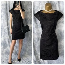 Women’s BELLE by OASIS Black Sleek & Lace Short Elegant Evening Dress Size 12 UK