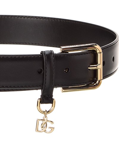 Dolce & Gabbana Dg Logo Charm Leather Belt Women's Black 70 - Picture 2 of 3