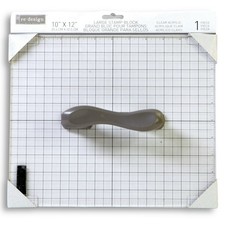 ReDesign with Prima Large Clear Acrylic Stamp Block 10  x12  Grid Handle IOD New