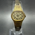 Seiko Watch Women 17mm Gold Dial Gold Tone Oval 1400-7389 New Battery Vintage AN