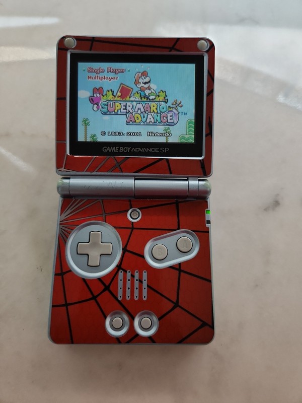 Nintendo Game Boy Advance SP AGS-101 Silver Handheld w/ Super Mario Advance