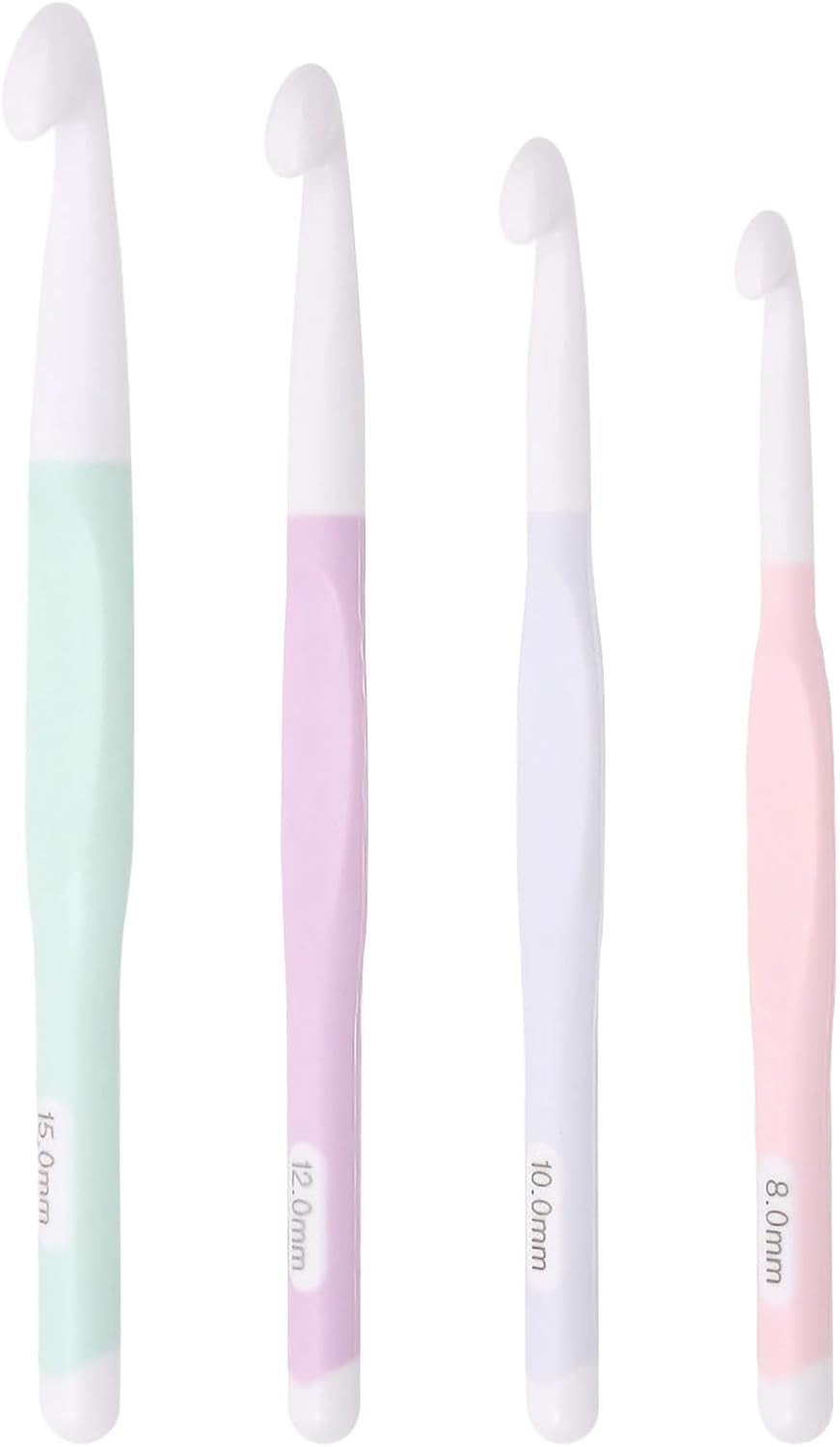 4Pack Large Crochet Hooks Set 8mm, 10mm, 12mm, 15mm Crochet Hook Ergonomic Croc