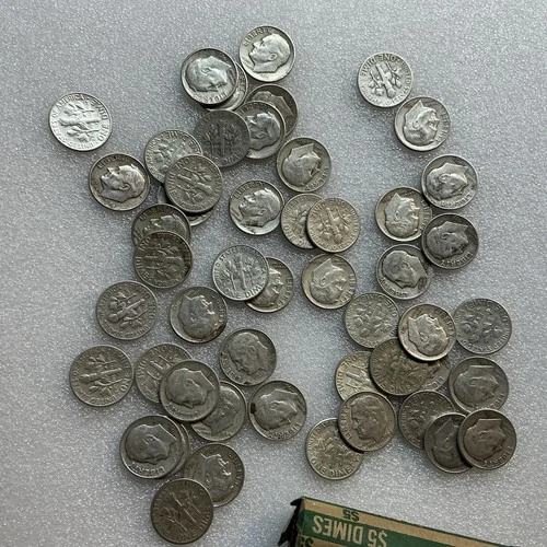 New Listing90% Silver Roosevelt Dimes 50-Coin Roll