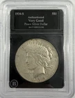 1934 S $1 Peace Dollar, Very Good, Bradford Slab