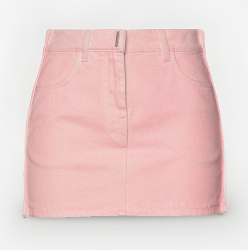 GIVENCHY⚡️$1,450 Pink shimmer denim side zip mini skirt size 40FR/US Medium