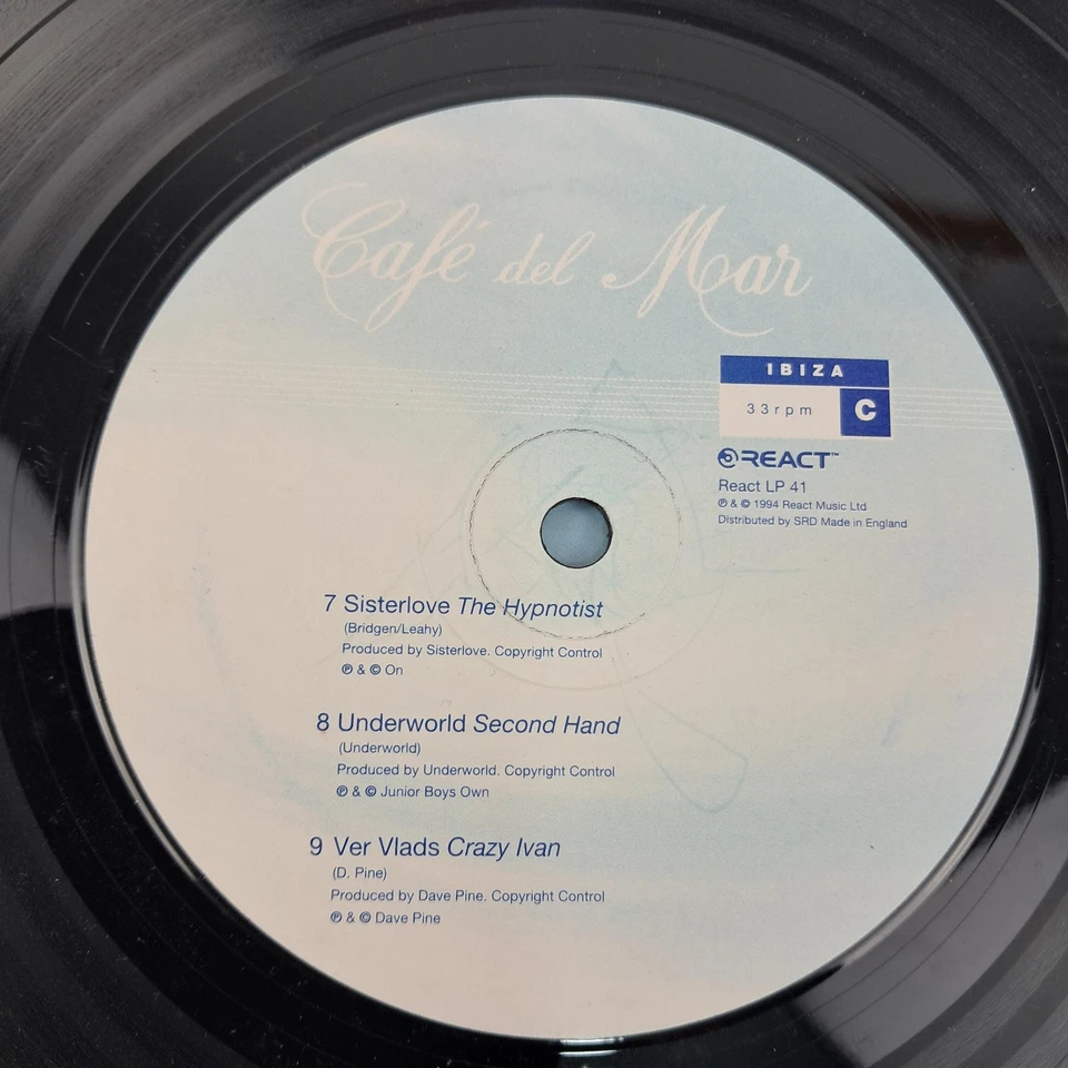 Cafe Del Mar Ibiza Vol. 1 Double LP & Ltd Ed 12" Single 1994 UK React LP 41 Foto 3 de 4