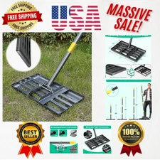 Effortless Lawn Leveling Rake - 5FT Adjustable Handle, 17"x10" Lightweight Tool