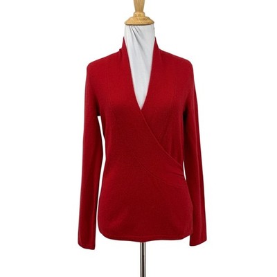 Saks Fifth Avenue Sweater Womens S Small Cashmere V Neck Long Sleeve Faux Wrap