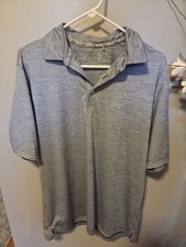 Walter Hagen Perfect 11 Collection Golf Polo Striped White Gray Mens MEDIUM