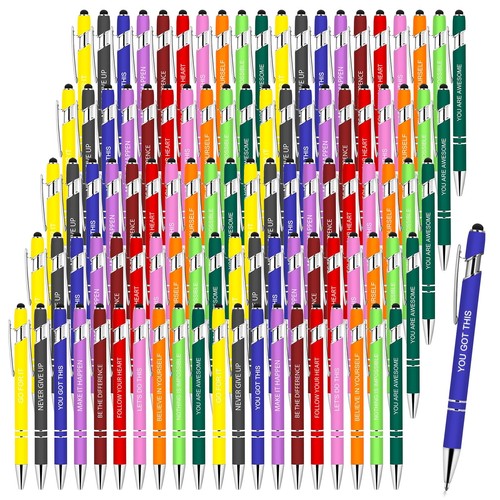 100 PCS Inspirational Pens Bulk, Motivational Ballpoint Pen with Stylus Tip F...