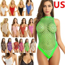 Womens Swimsuit Crotchless One Piece See-through Leotard Bodystockings Nightwear