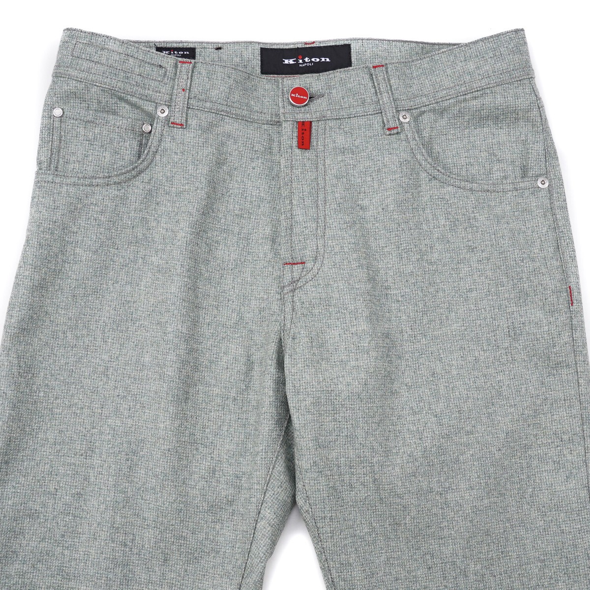 Kiton Slim-Fit Houndstooth Check Soft Flannel Wool 5-Pocket