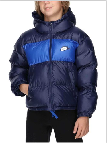 Nike Sportswear Loose Padded Hooded Coat Jacket Blue Therma-FIT Big Kids - Picture 8 of 14