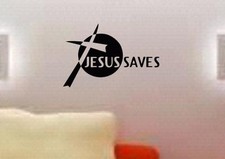 JESUS SAVES CROSS Beautiful Wall Art vinyl Decal Car Window Christ God Bible NEW