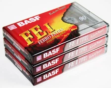 3 BASF FE I FERRO EXTRA 90 MINUTE AUDIO CASSETTE TAPES - N.O.S. FACTORY SEALED