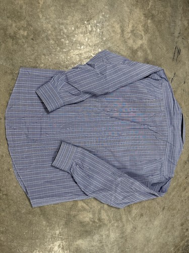 Paul Stuart Button Up Dress Shirt Men’s Large Blue White Plaid Cotton Italy EUC - Picture 10 of 11