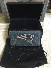 $1200 Anastasio Moda Nfl New England Patriots Theme Crystal Handbag Clutch