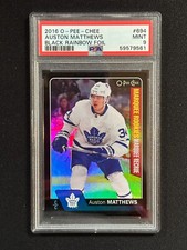 PSA 9 - #695 Auston Matthews Platinum Marquee Rookies /100 Black Rainbow Foil
