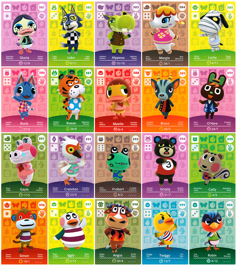 Animal Crossing/tarjetas amiibo/serie 4/nº 301-400/Versión UE/NUEVO/ORIGINAL