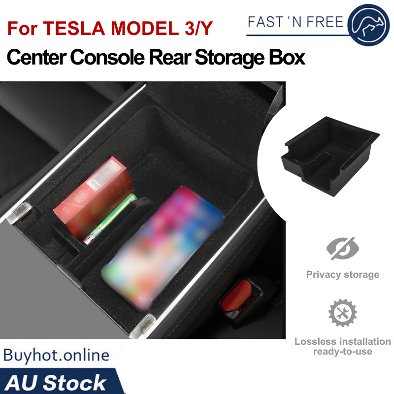 Console Rear Storage Box Armrest Holder Organiser Tray For Tesla Model 3 Y
