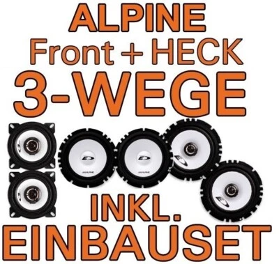 JUST SOUND BEST CHOICE FOR CARAUDIO VW Golf 3 III 3-WEGE ALPINE LAUTSPRECHER SYSTEM VORNE+HINTEN EINBAUSET TÜR
