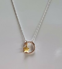 Handmade Sterling Silver Karma , Infinity, Circle And Gold Star Necklace