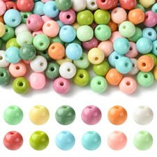200Pcs 7mm Glass Round Beads Spacer Loose Bead for Craft Jewelry Bracelet Making