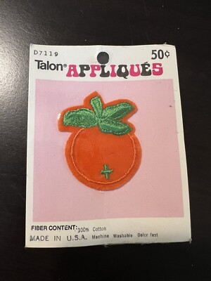 Talon Orange Appliques Vintage 1973 Sew-On Patch Donahue Sales Orange Green